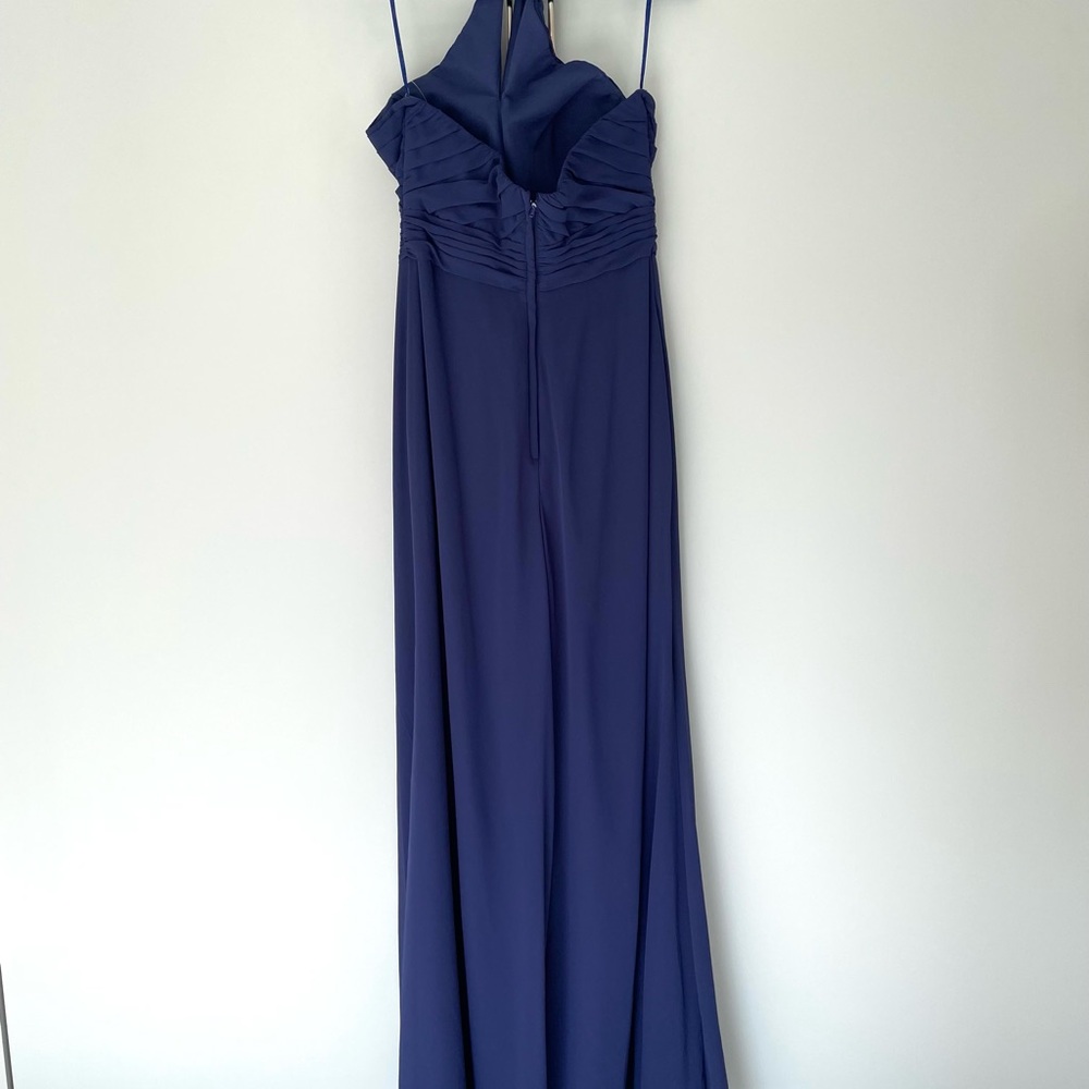 MORILEE Madeline Gardner Halter Chiffon Bridesmaid Jumpsuit in Sapphire 21626 - Picture 4 of 14